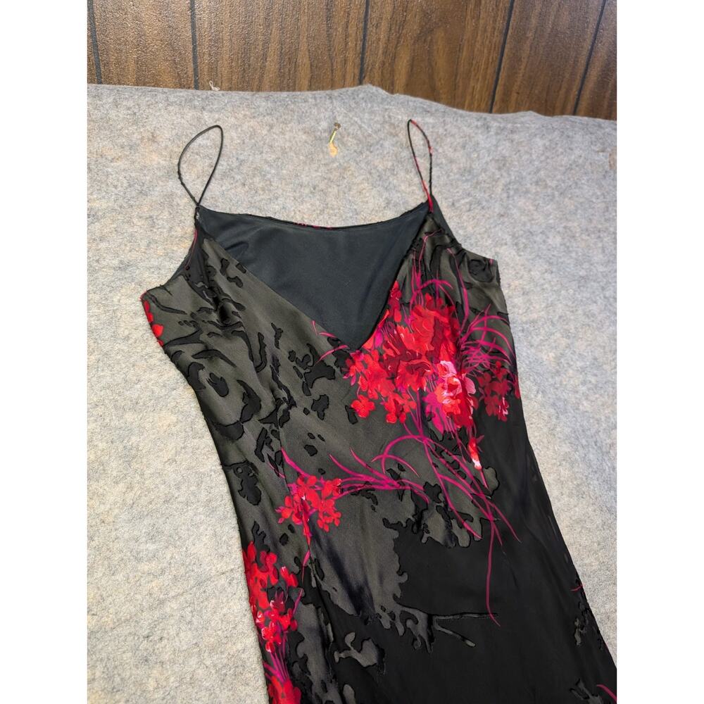 Y2K Morrell Maxie Size 8 Black Red Pink Silky Sexy Valentine's Maxi Dress Party - Picture 7 of 9